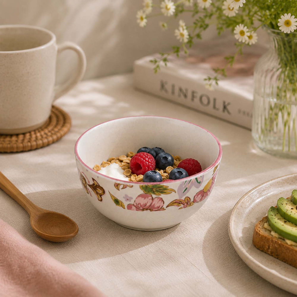 Floral Veg Bowl- Small, Pink