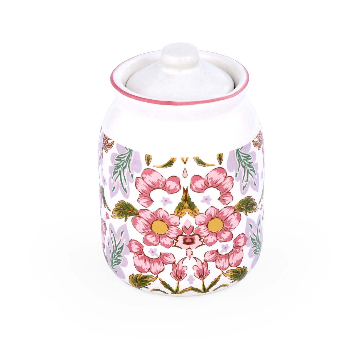 Floral Cannister Jar with Lid- Pink