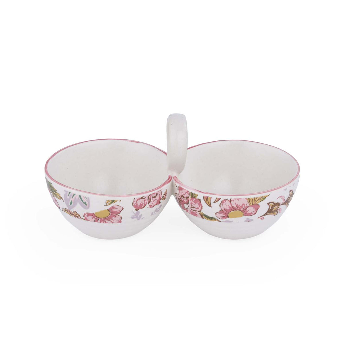 Floral Dual Condiment Bowls- Pink
