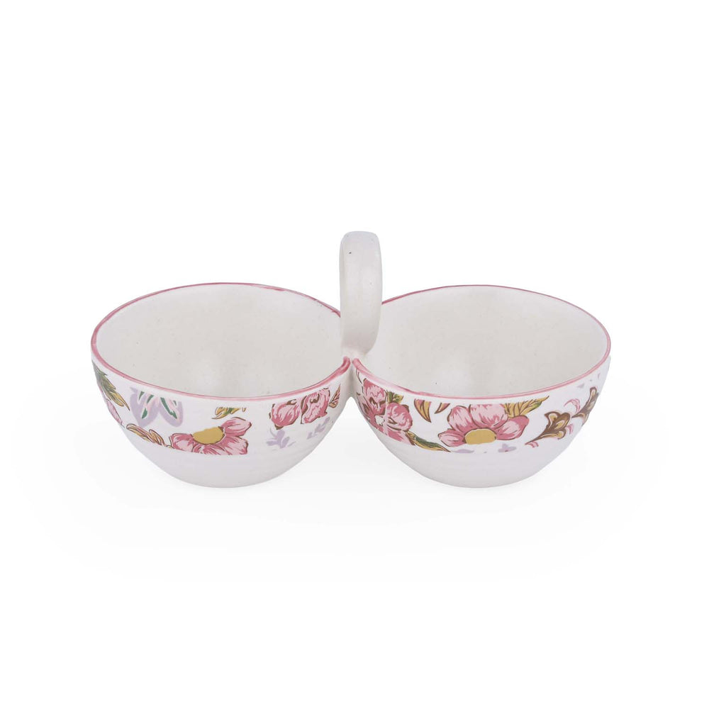Floral Dual Condiment Bowls- Pink