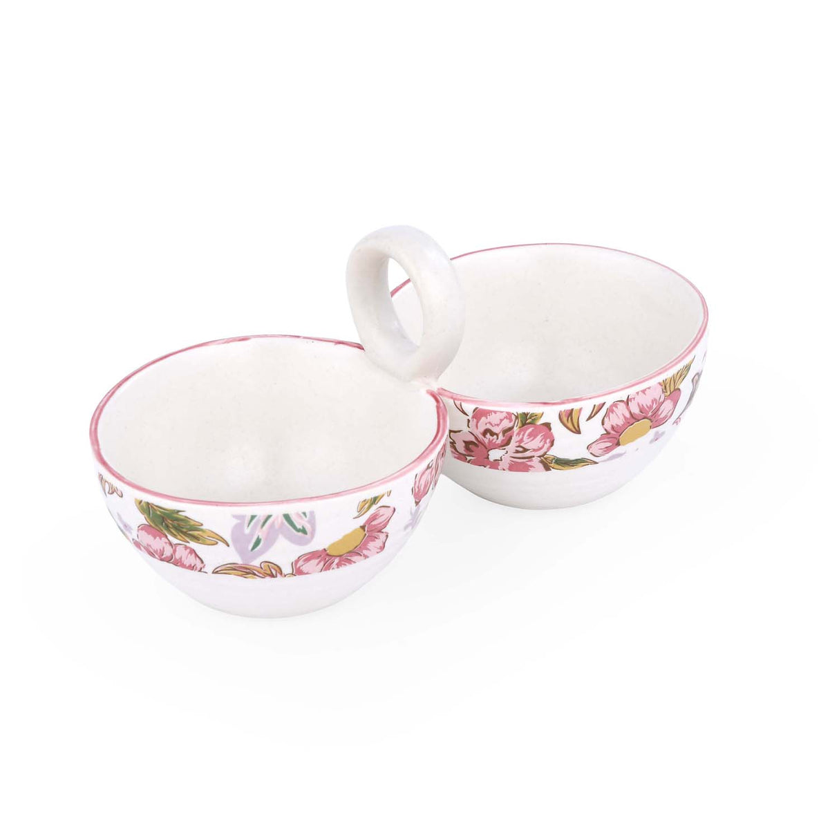 Floral Dual Condiment Bowls- Pink