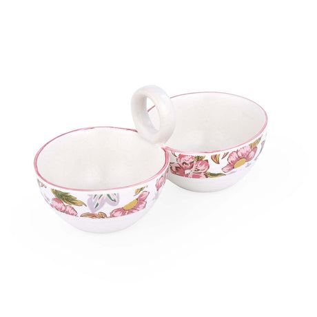 Floral Dual Condiment Bowls- Pink