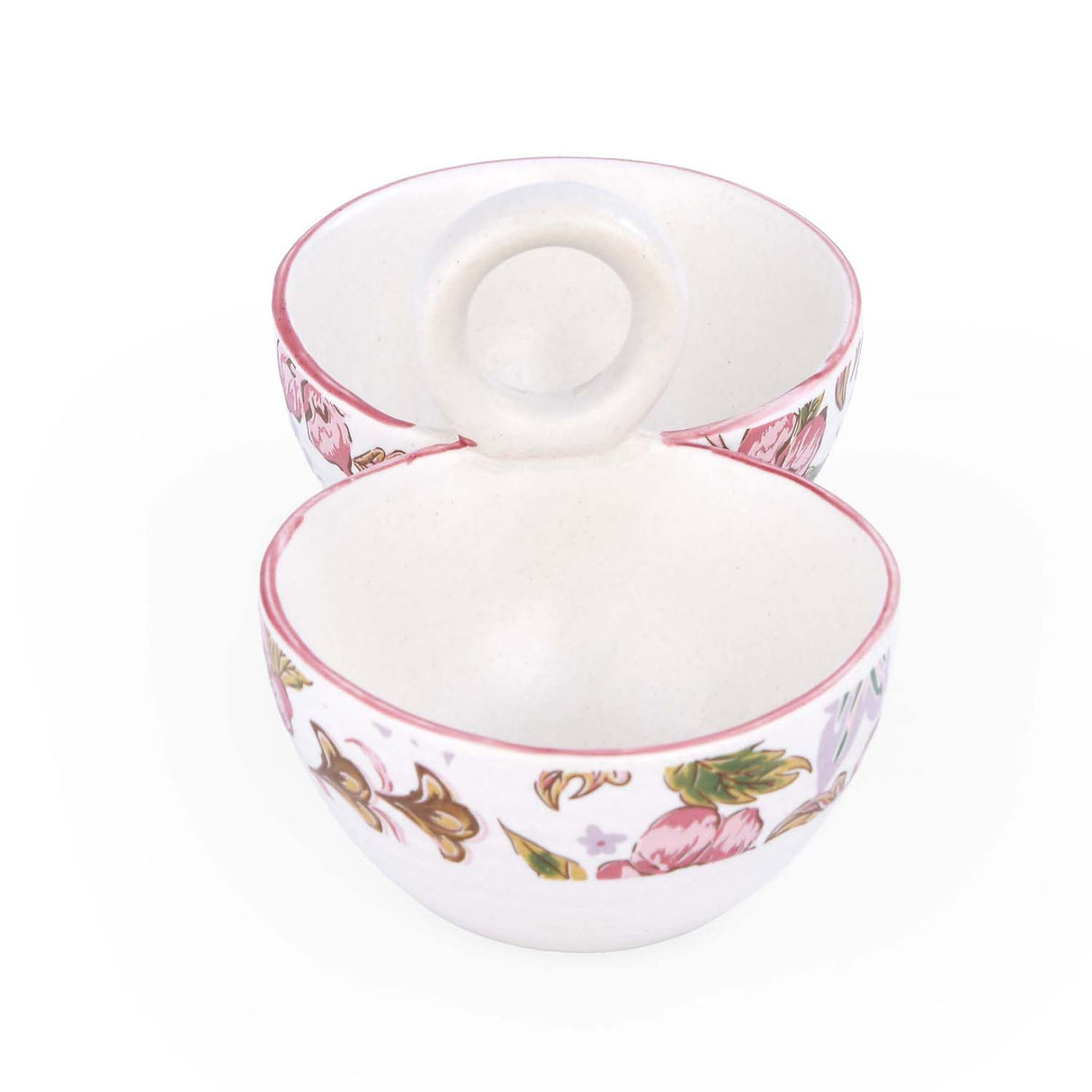 Floral Dual Condiment Bowls- Pink