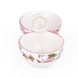 Floral Dual Condiment Bowls- Pink