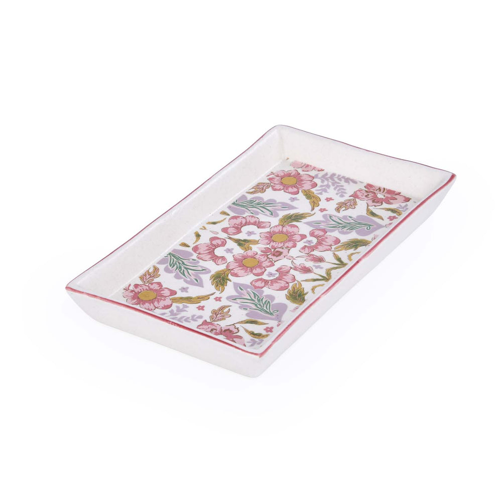 Floral Serving Platter- Pink