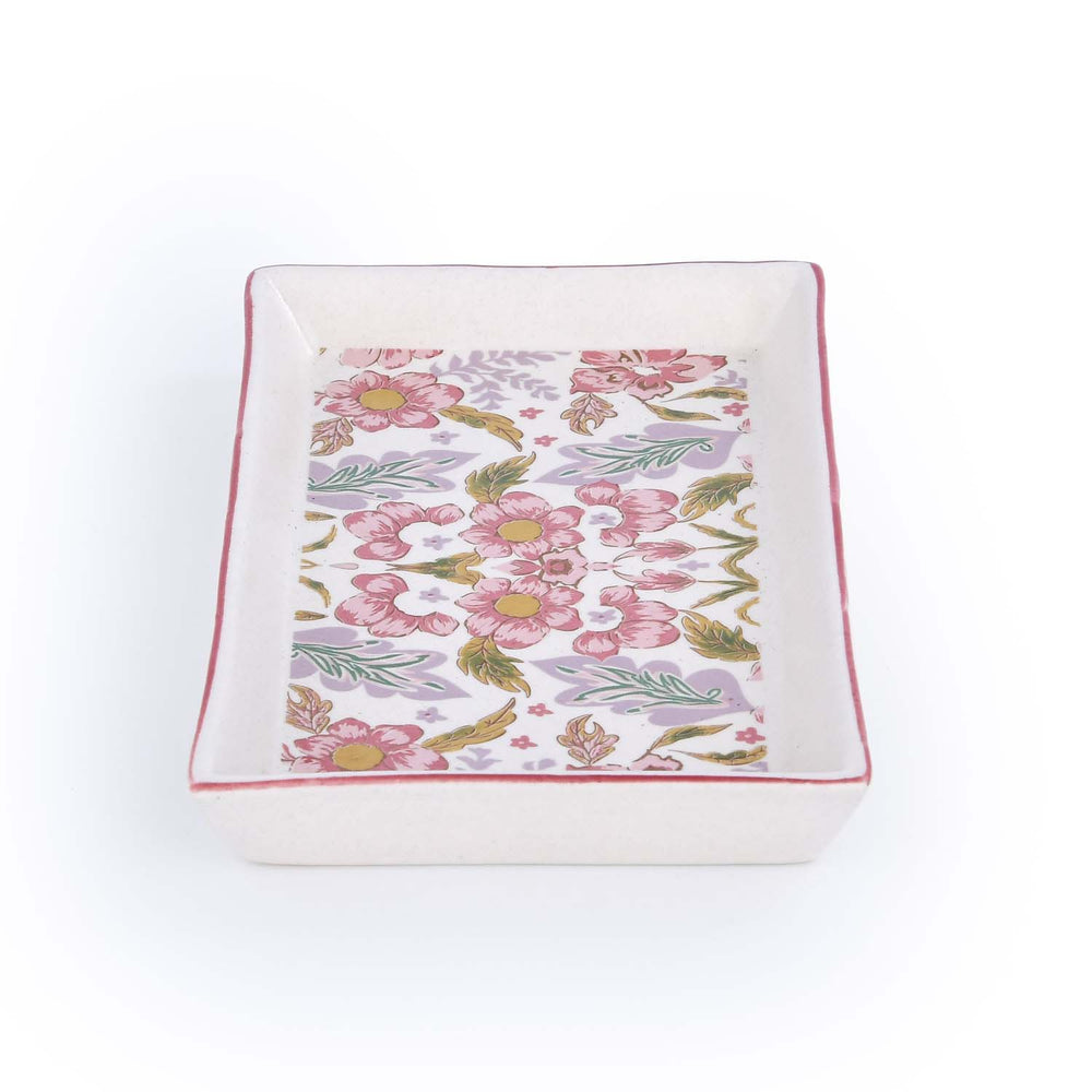 Floral Serving Platter- Pink