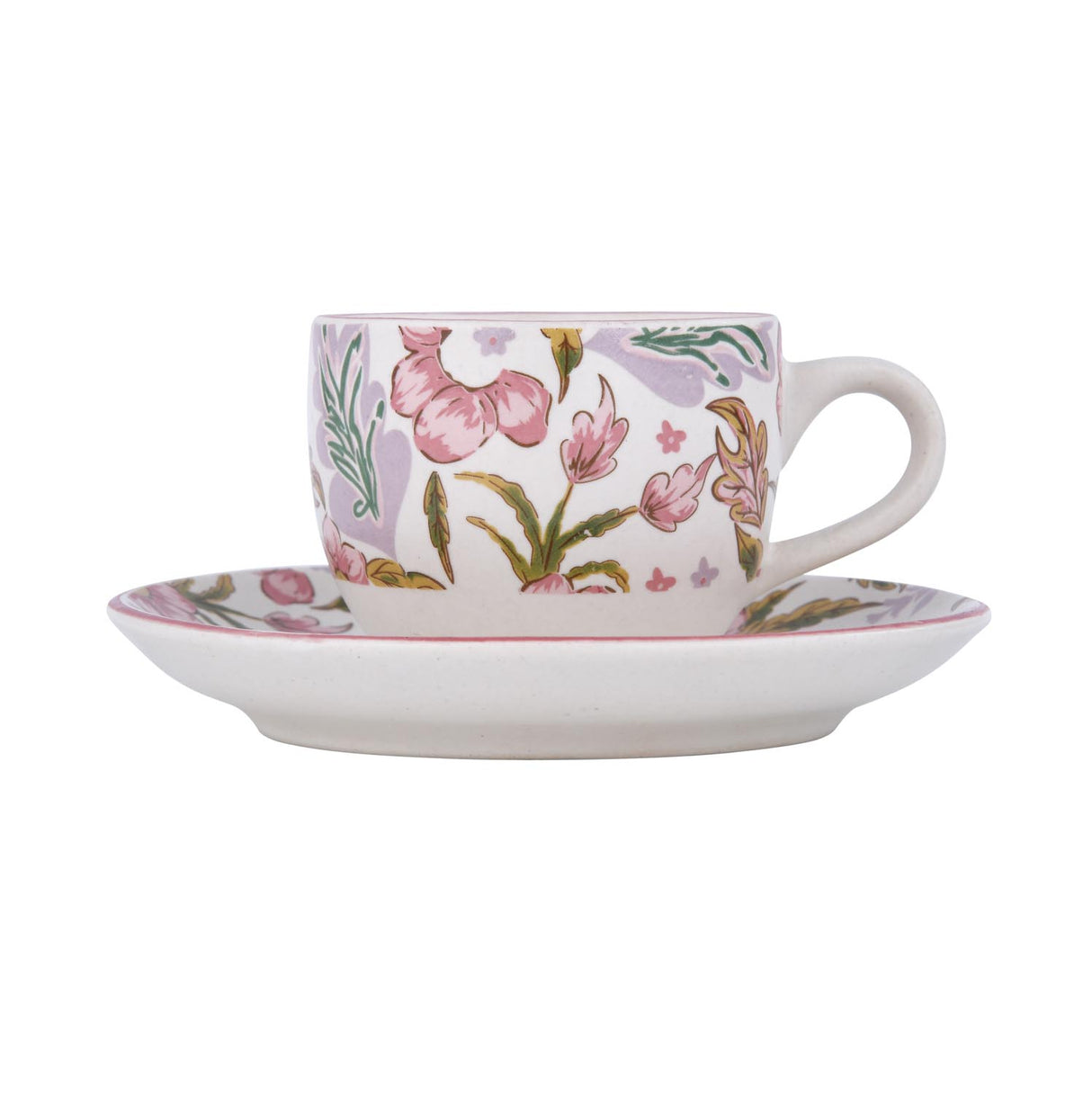 Floral Cup and Saucer- Pink