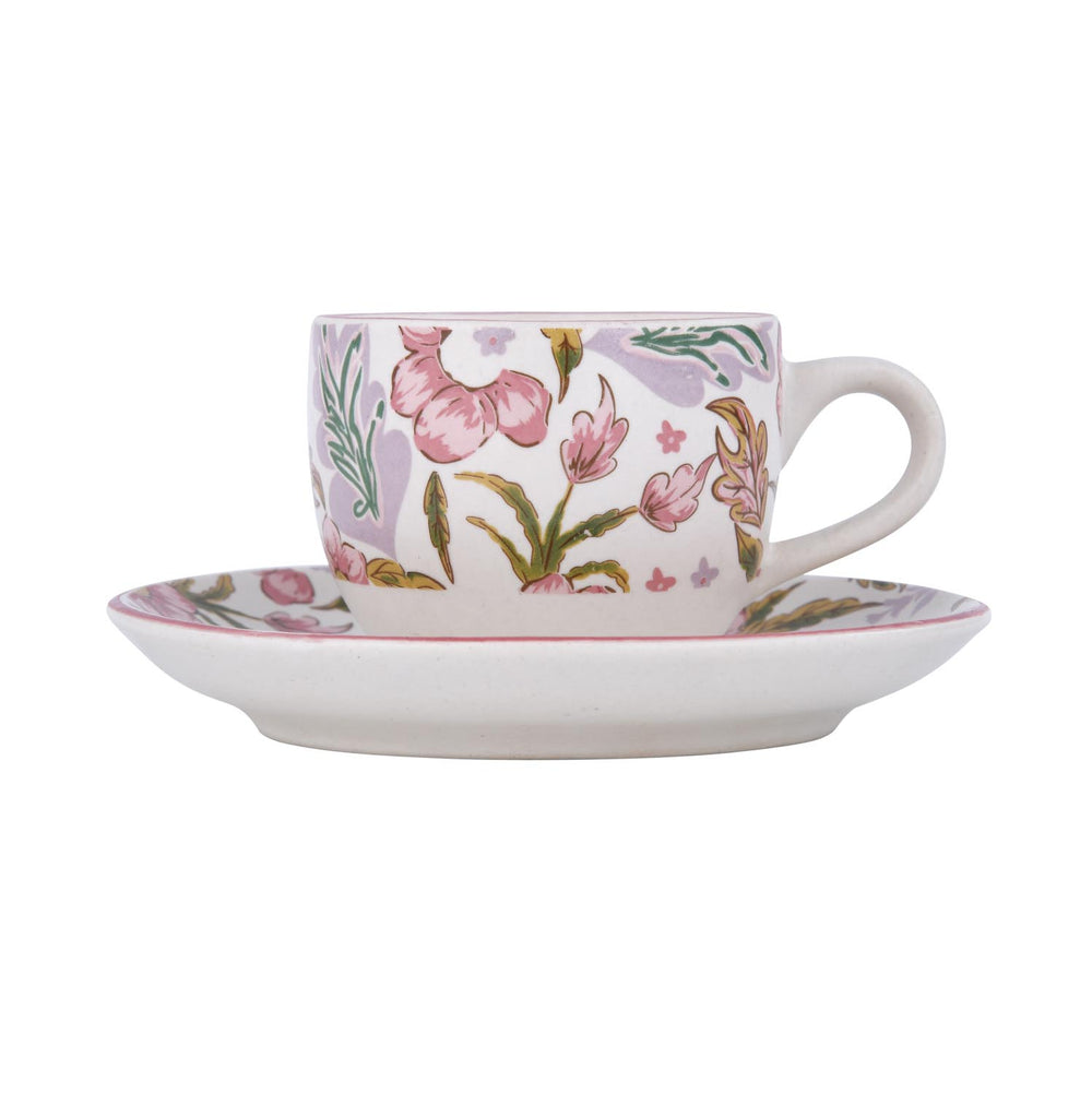 Floral Cup and Saucer- Pink