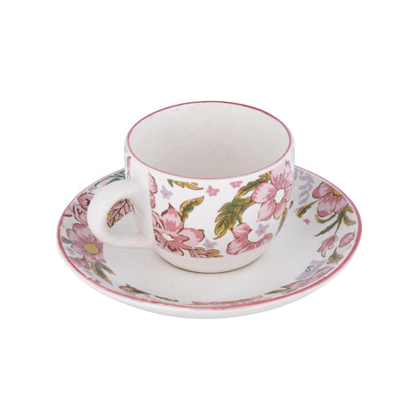 Floral Cup and Saucer- Pink