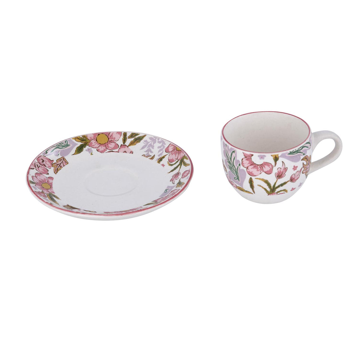 Floral Cup and Saucer- Pink