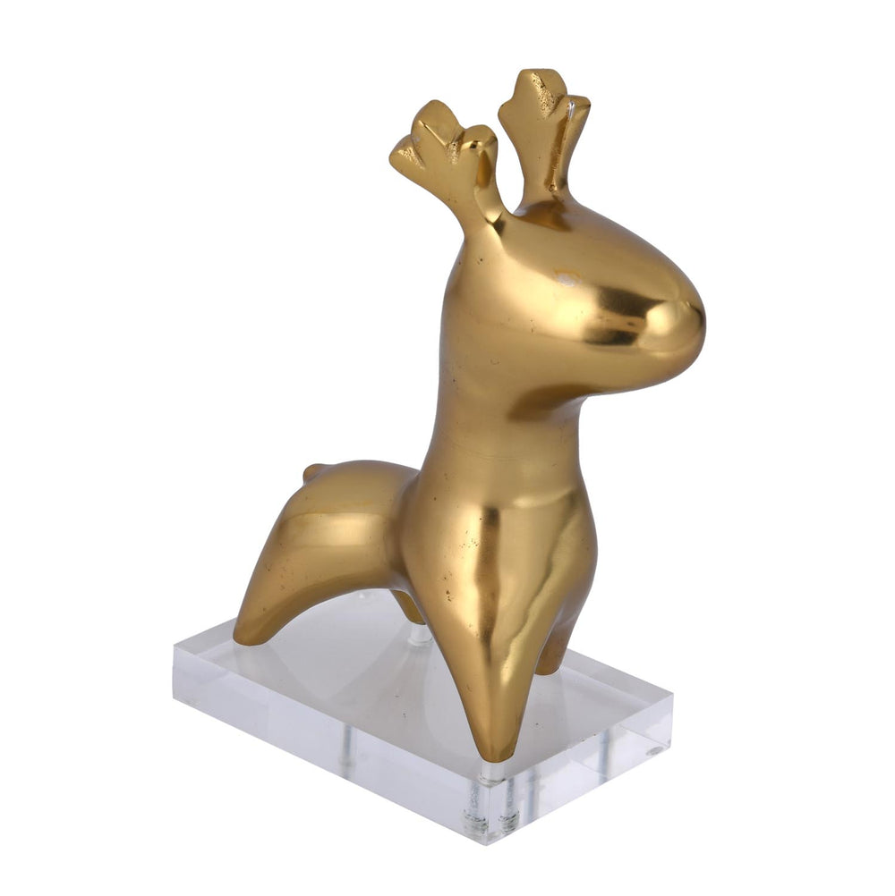 Deer Figurine Metal & Acrylic Showpiece- Gold