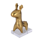 Deer Figurine Metal & Acrylic Showpiece- Gold