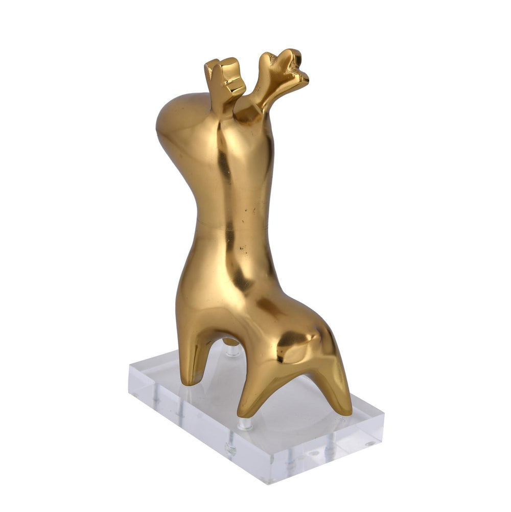 Deer Figurine Metal & Acrylic Showpiece- Gold