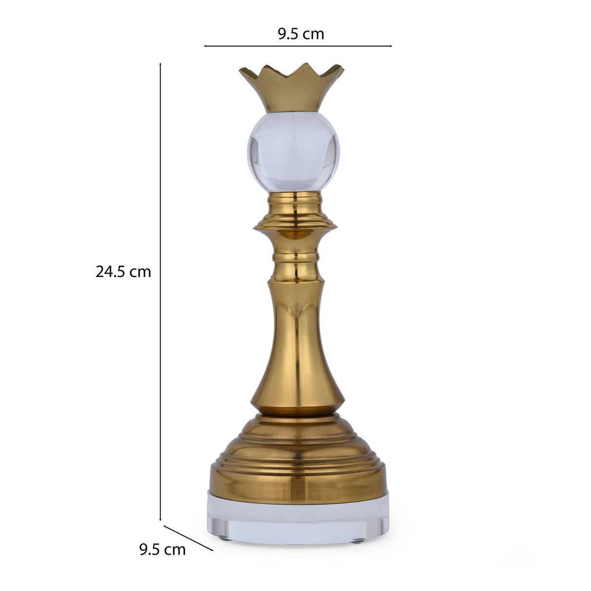 Decorative Metal & Acrylic Queen Showpiece- Gold & White