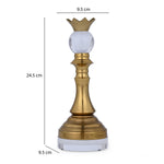 Decorative Metal & Acrylic Queen Showpiece- Gold & White