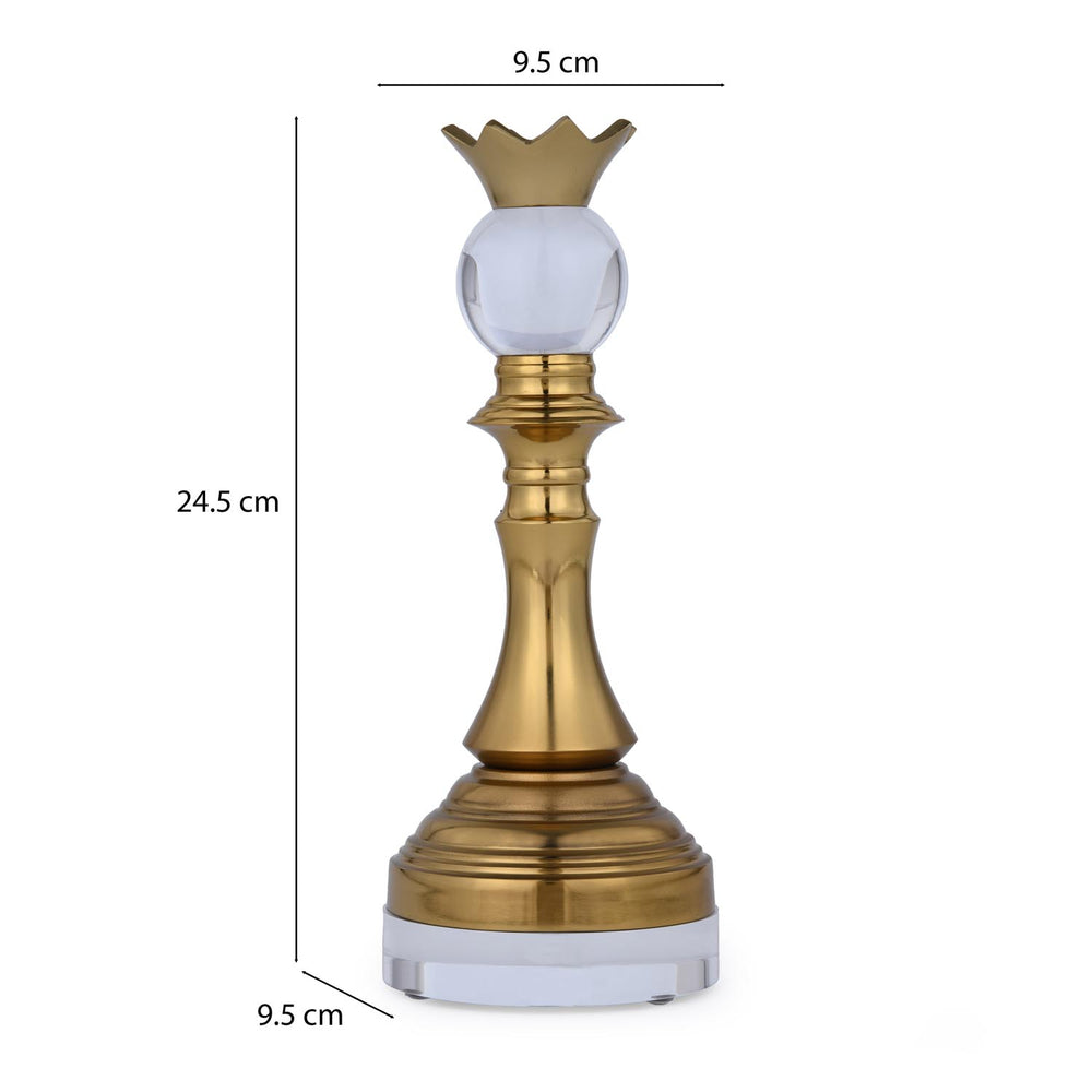 Decorative Metal & Acrylic Queen Showpiece- Gold & White