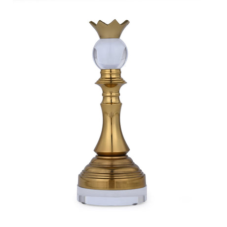 Decorative Metal & Acrylic Queen Showpiece- Gold & White