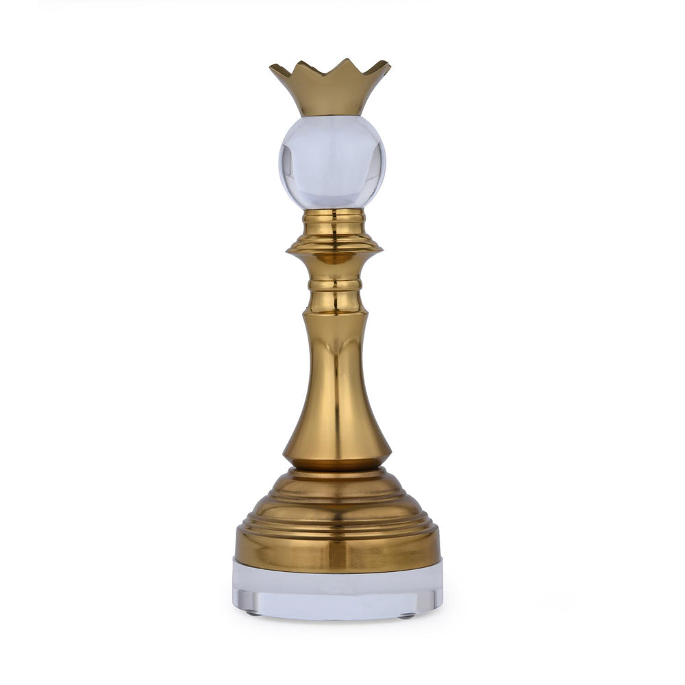 Decorative Metal & Acrylic Queen Showpiece- Gold & White