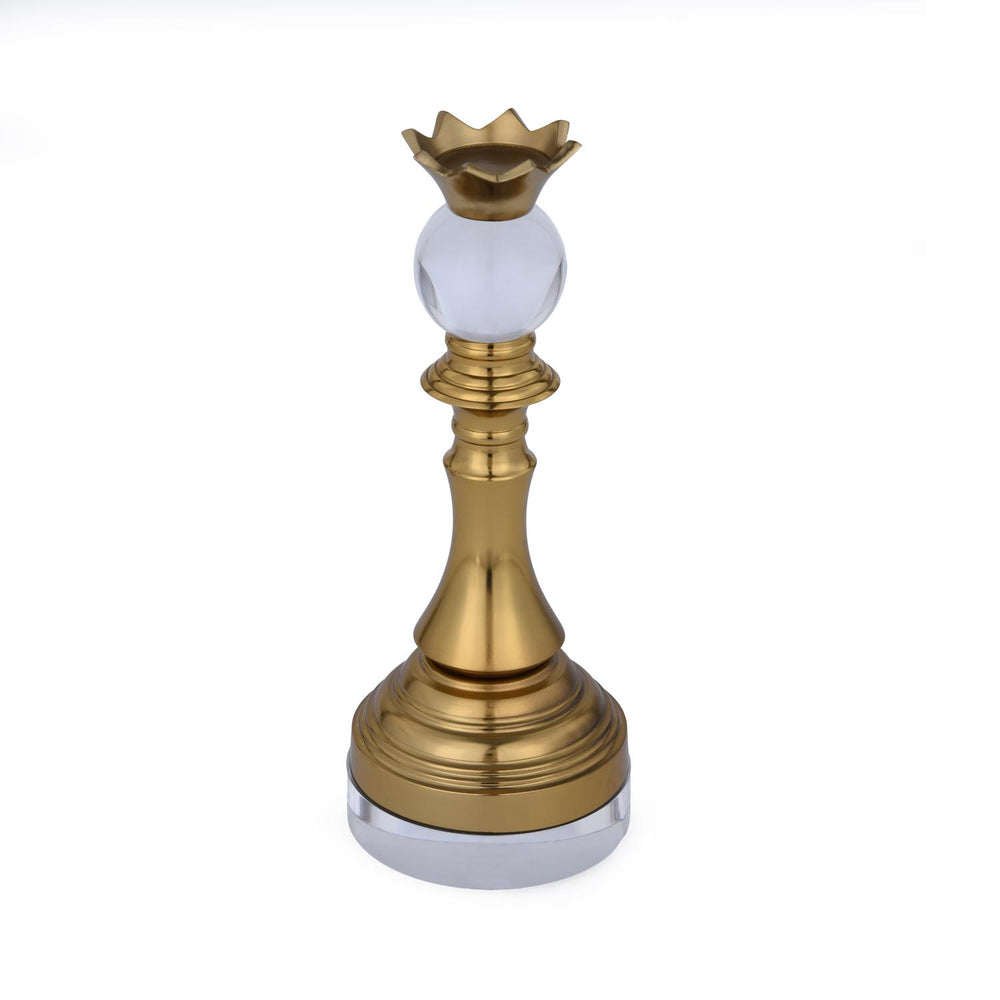 Decorative Metal & Acrylic Queen Showpiece- Gold & White