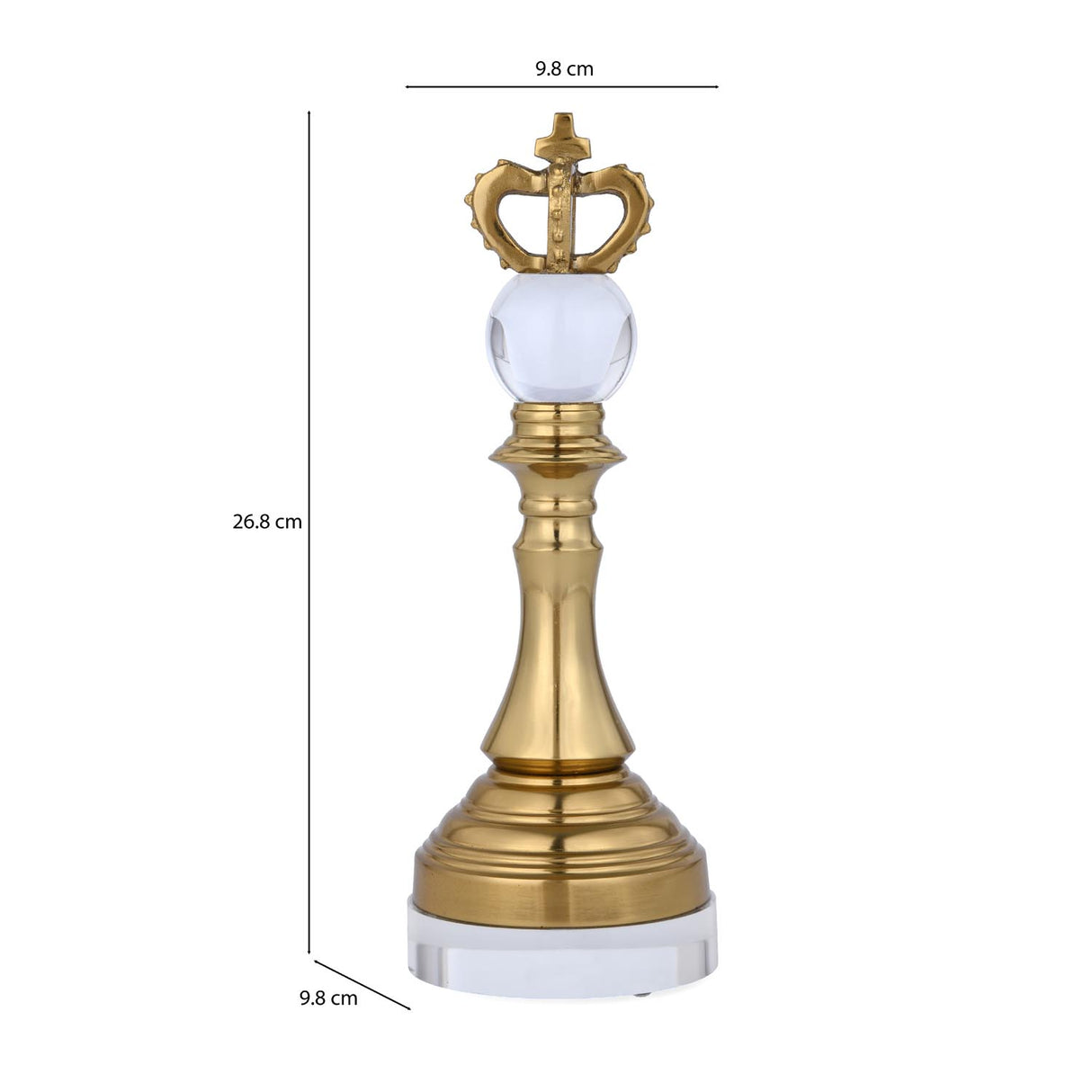 Decorative Metal & Acrylic King Showpiece- Gold & White
