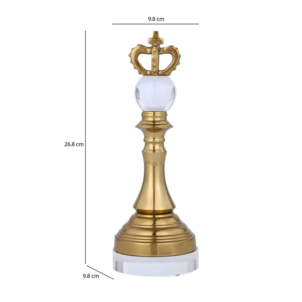 Decorative Metal & Acrylic King Showpiece- Gold & White