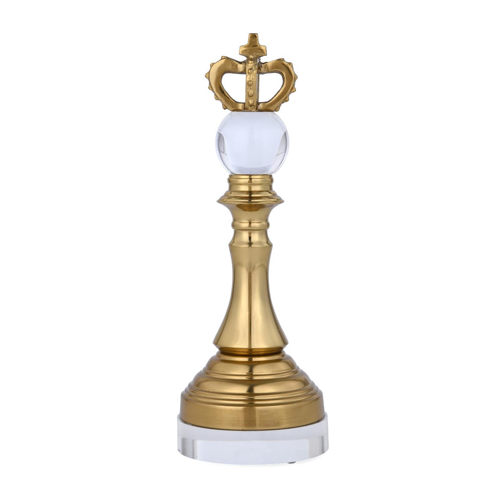 Decorative Metal & Acrylic King Showpiece- Gold & White