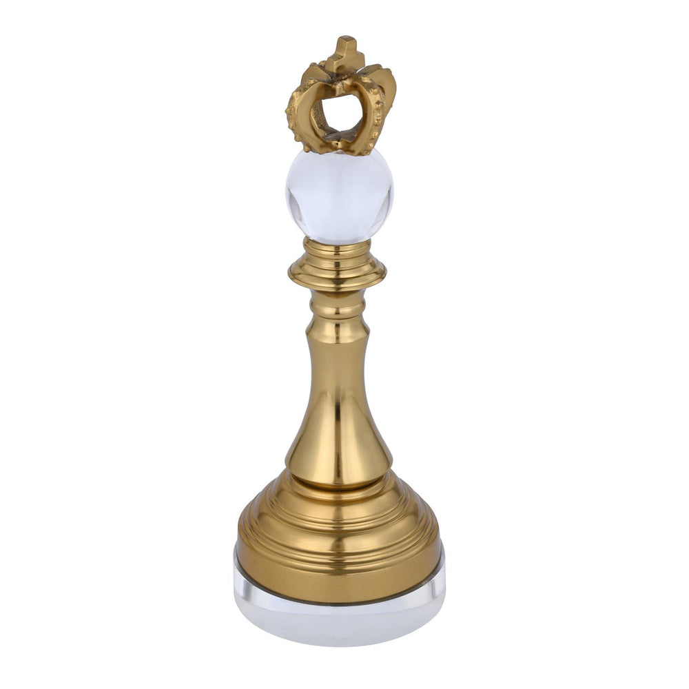 Decorative Metal & Acrylic King Showpiece- Gold & White