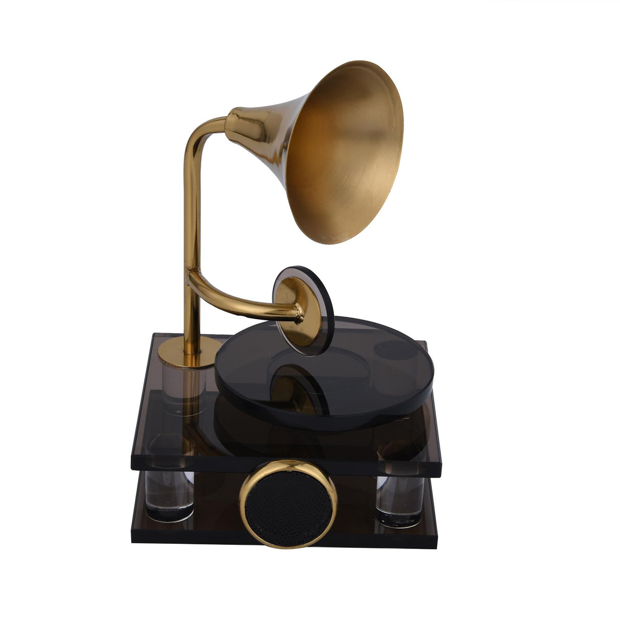 Decorative Metal & Acrylic Gramophone Showpiece- Gold & Black