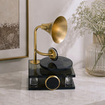 Decorative Metal & Acrylic Gramophone Showpiece- Gold & Black
