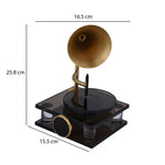 Decorative Metal & Acrylic Gramophone Showpiece- Gold & Black