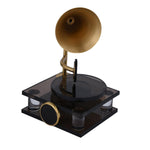 Decorative Metal & Acrylic Gramophone Showpiece- Gold & Black