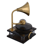 Decorative Metal & Acrylic Gramophone Showpiece- Gold & Black