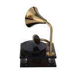 Decorative Metal & Acrylic Gramophone Showpiece- Gold & Black