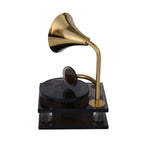 Decorative Metal & Acrylic Gramophone Showpiece- Gold & Black