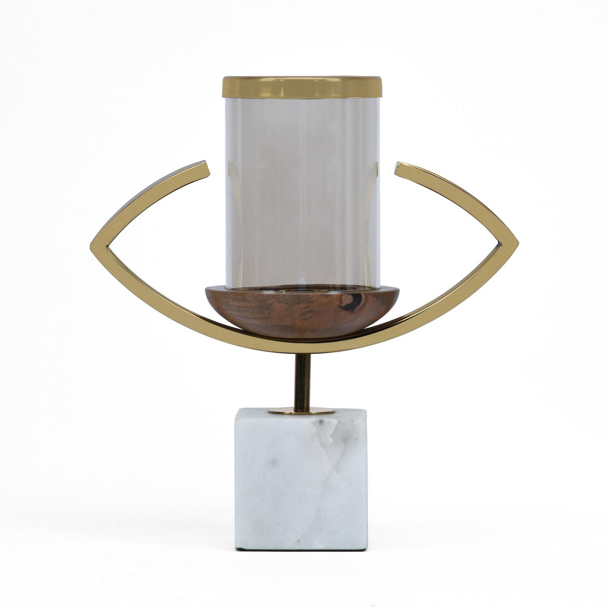 Decorative Eye Shape Candle Holder- Gold & White
