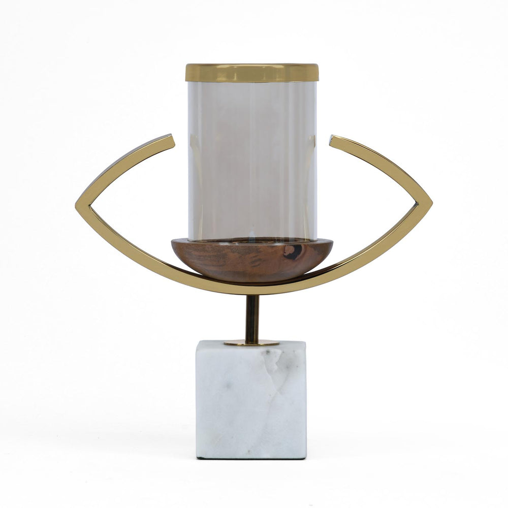 Decorative Eye Shape Candle Holder- Gold & White