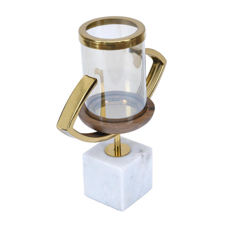 Decorative Eye Shape Candle Holder- Gold & White