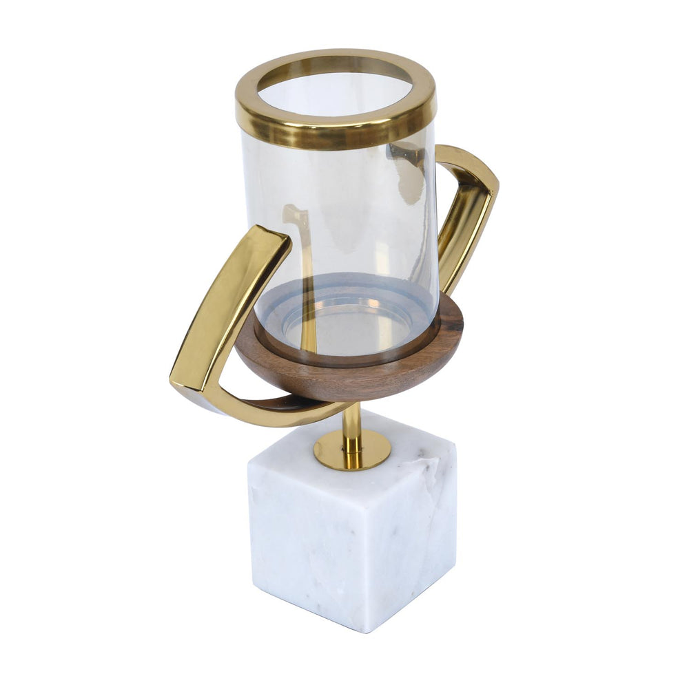 Decorative Eye Shape Candle Holder- Gold & White