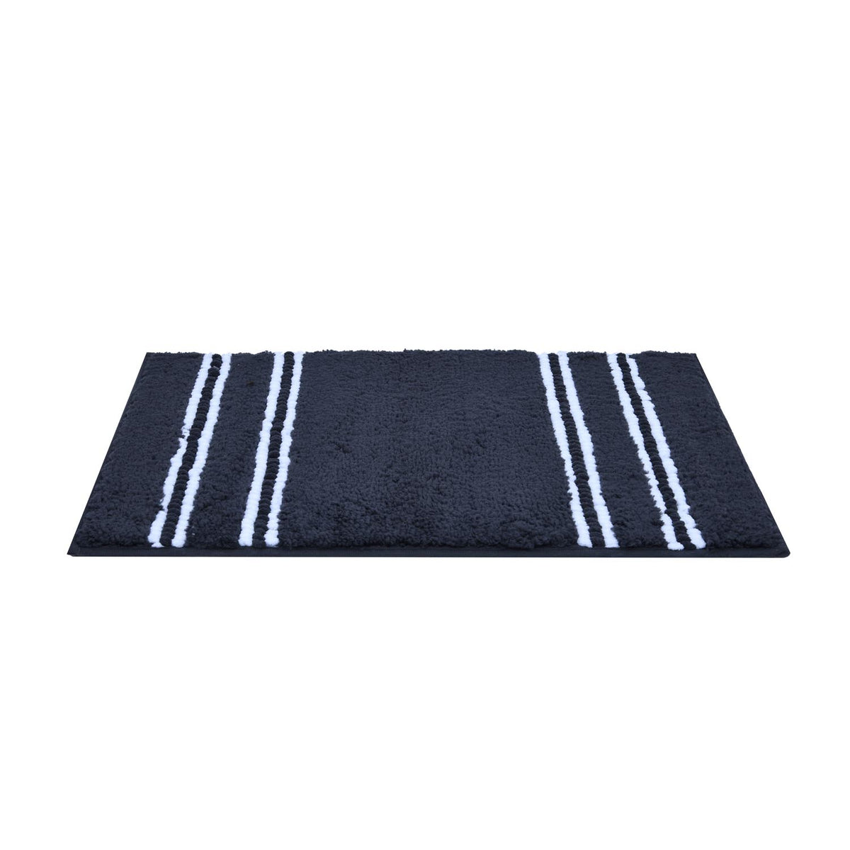 Dual Pattern Polyester 16" x 24" Bath Mat- Dark Blue