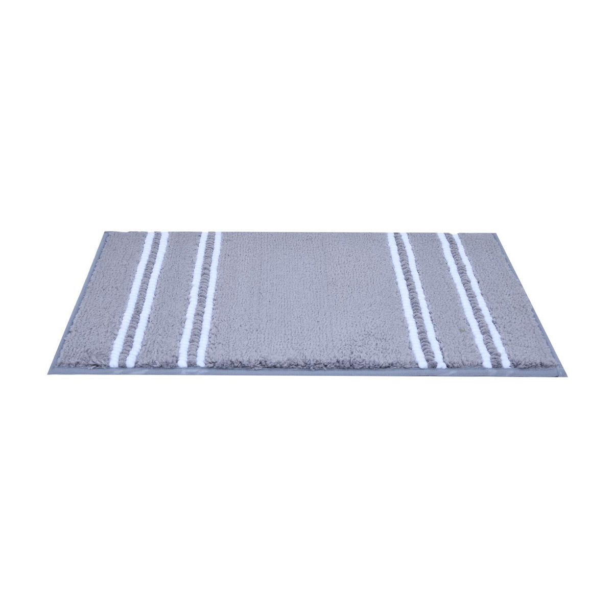 Dual Pattern Polyester 16" x 24" Bath Mat- Light Grey