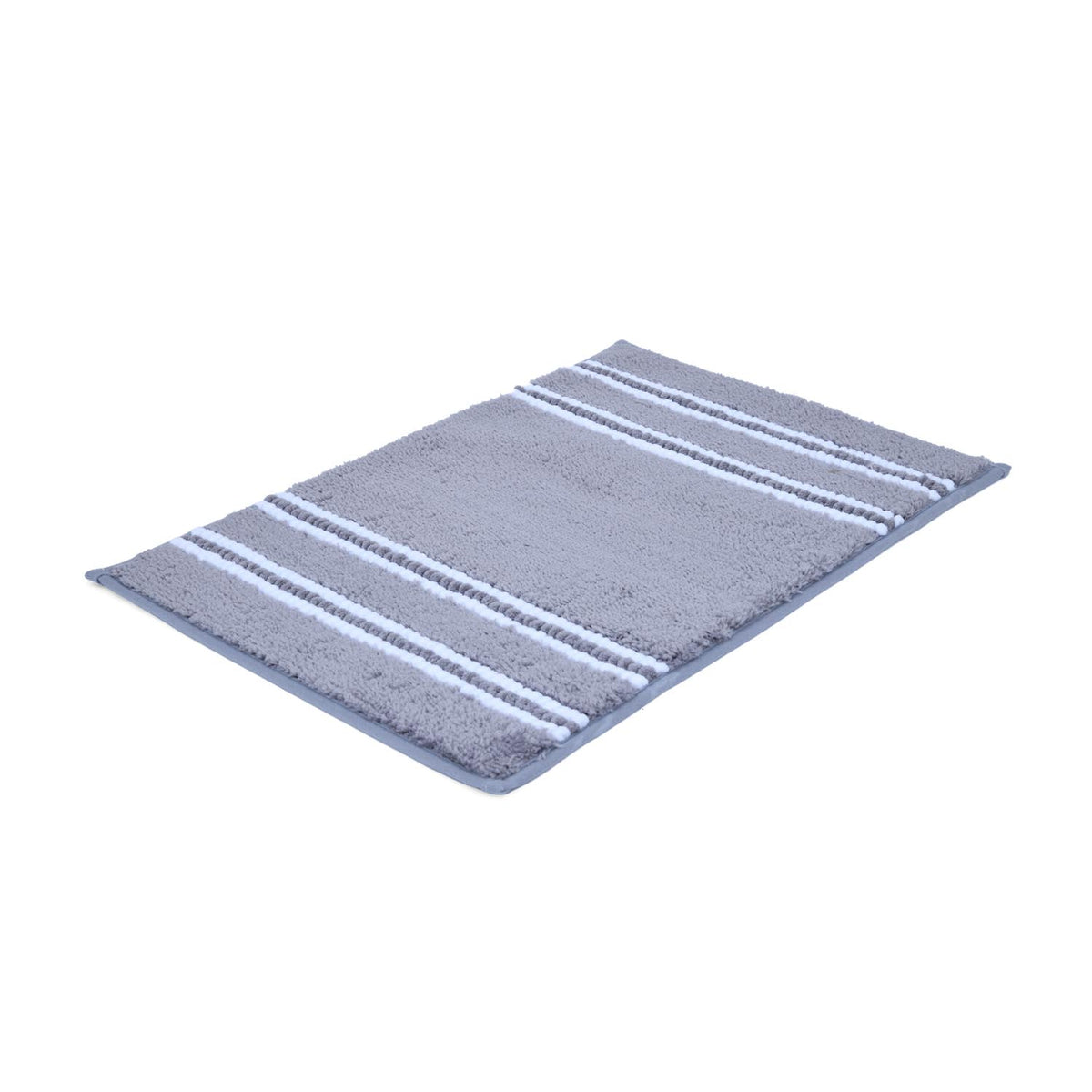 Dual Pattern Polyester 16" x 24" Bath Mat- Light Grey