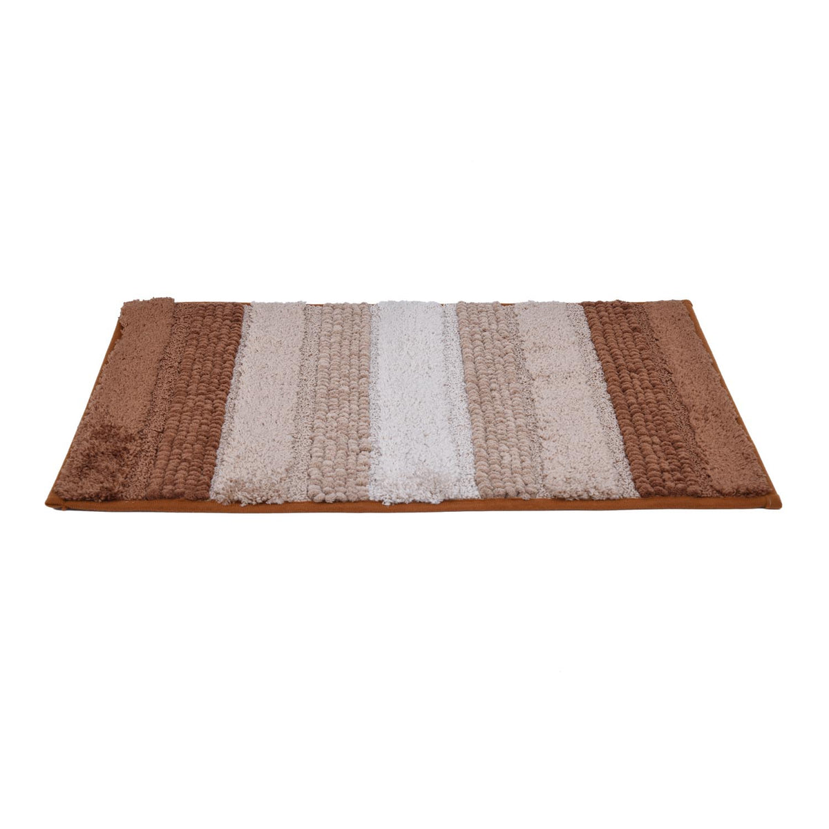 Dual Pattern Polyester 16" x 24" Bath Mat- Brown