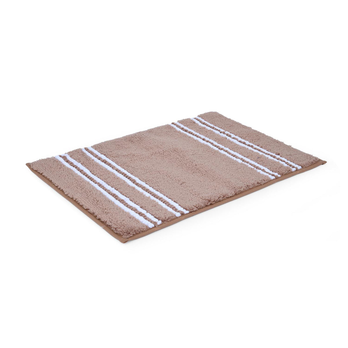 Dual Pattern Polyester 16" x 24" Bath Mat- Light Brown