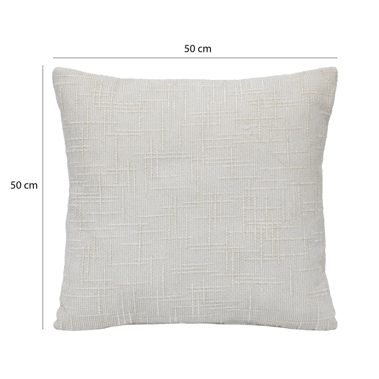 Slub Polyester 50 x 50 cm Filled Cushion- Cream