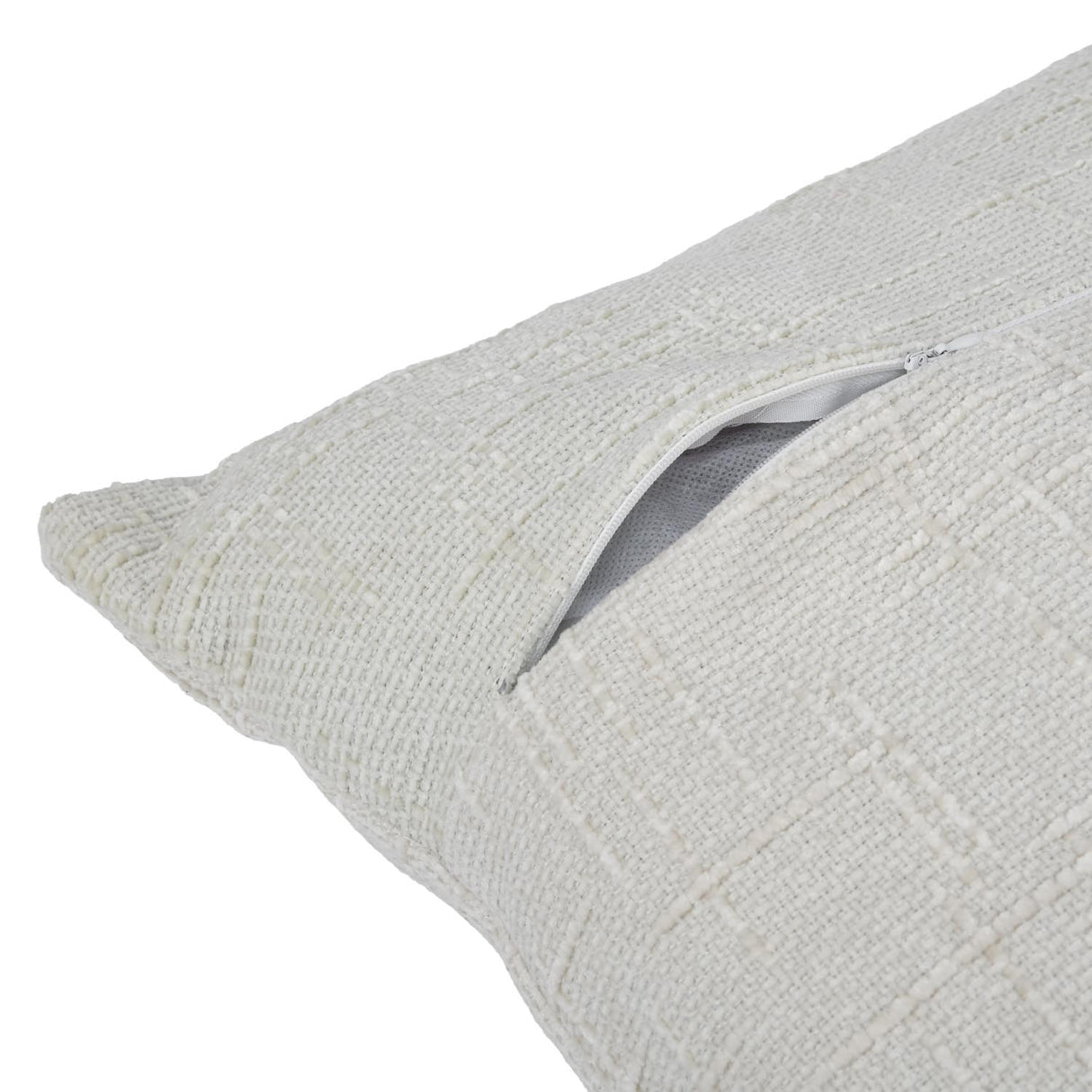 Slub Polyester 50 x 50 cm Filled Cushion- Cream