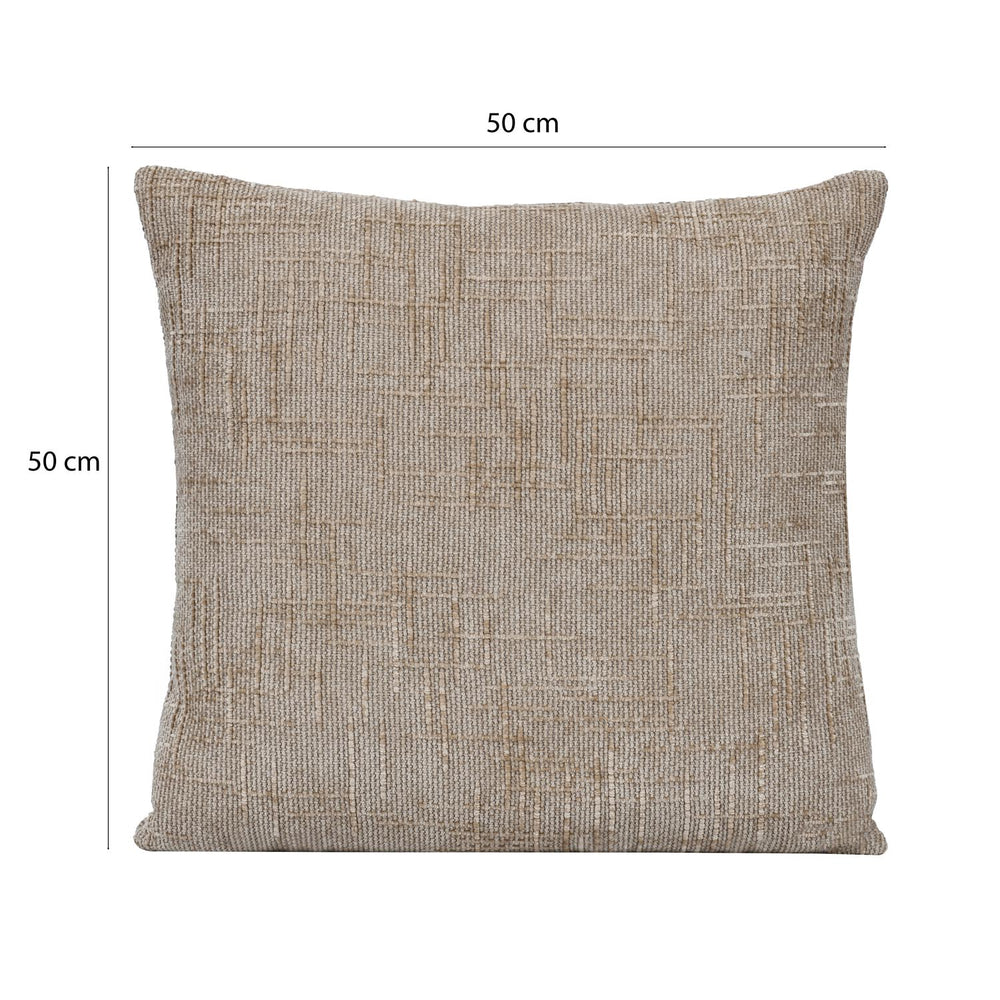 Slub Polyester 50 x 50 cm Filled Cushion- Taupe