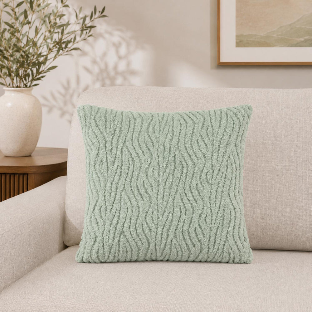 Waves Polyester 50 x 50 cm Filled Cushion- Green