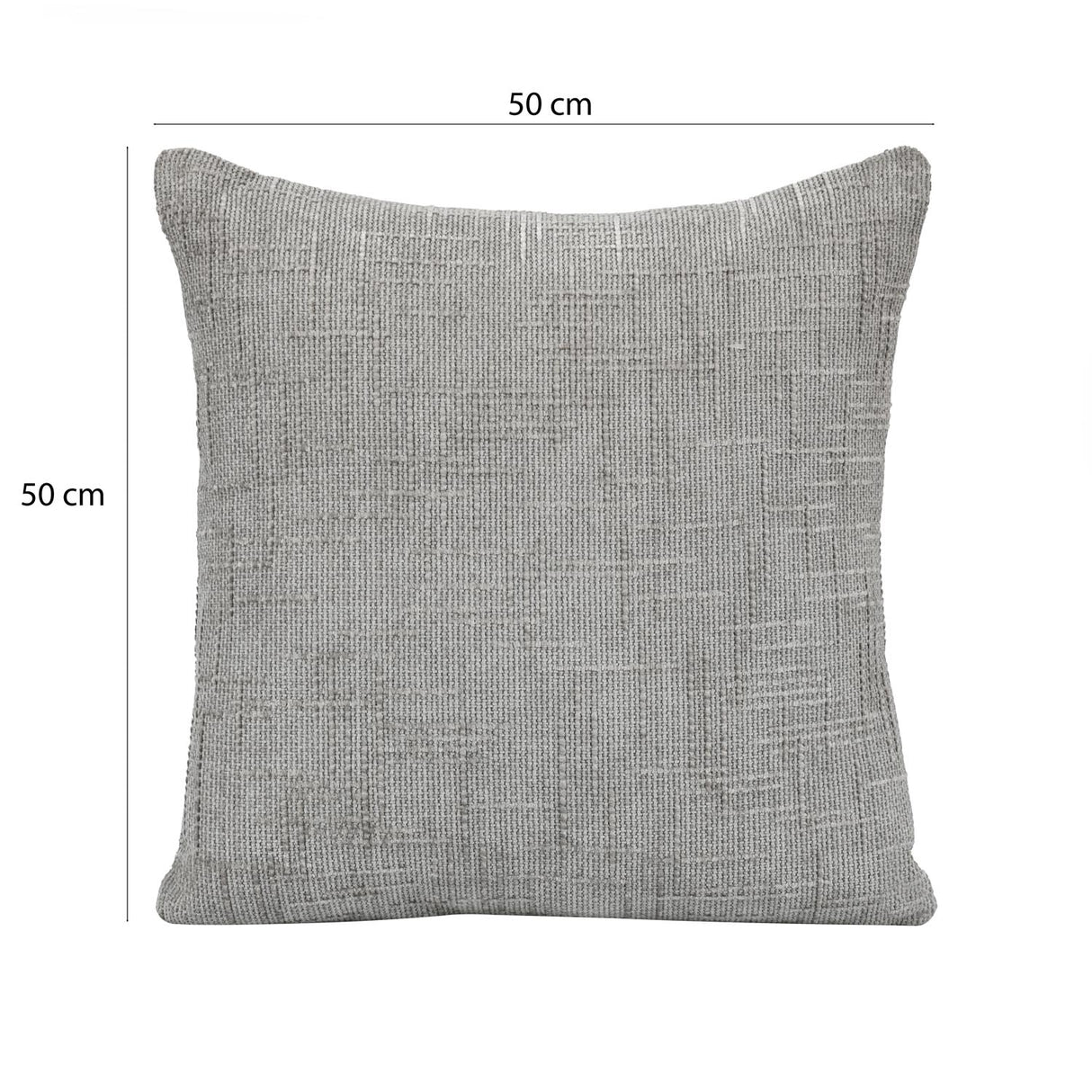 Slub Polyester 50 x 50 cm Filled Cushion- Grey