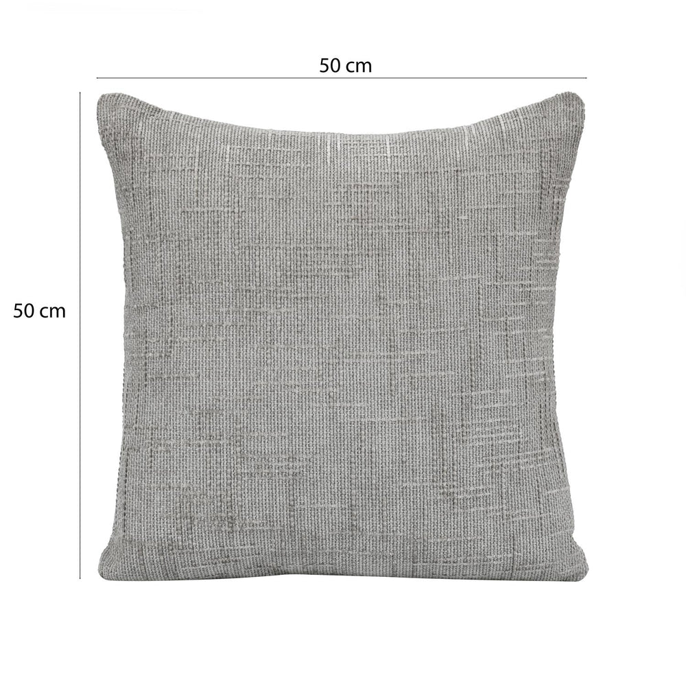 Slub Polyester 50 x 50 cm Filled Cushion- Grey