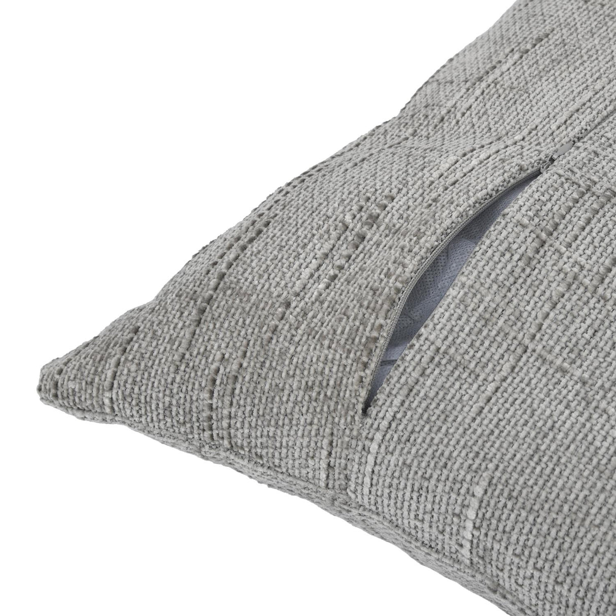Slub Polyester 50 x 50 cm Filled Cushion- Grey